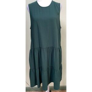 IGWT In God We Trust Womens Size L Green Tiered  Flounce Sleeveless Dress Zipper